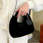 Synthetic Fur Soft Gathered Handle Crossbody Purse