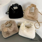 Synthetic Fur Soft Gathered Handle Crossbody Purse