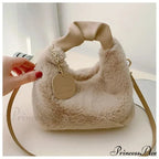 Synthetic Fur Soft Gathered Handle Crossbody Purse