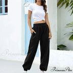Synthetic High Waist Casual Trousers