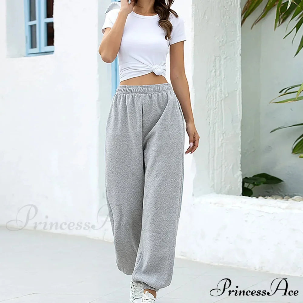 Synthetic High Waist Casual Trousers