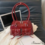 Synthetic Leather Bow Shoulder Purse