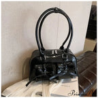 Synthetic Leather Bow Shoulder Purse
