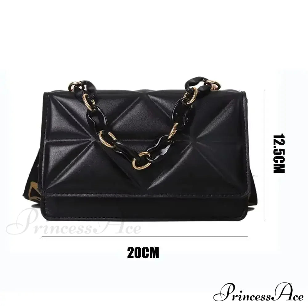Synthetic Leather Metallic Chain Crossbody Purse