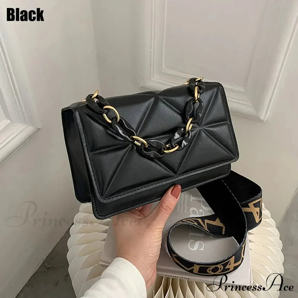 Synthetic Leather Metallic Chain Crossbody Purse