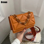 Synthetic Leather Metallic Chain Crossbody Purse