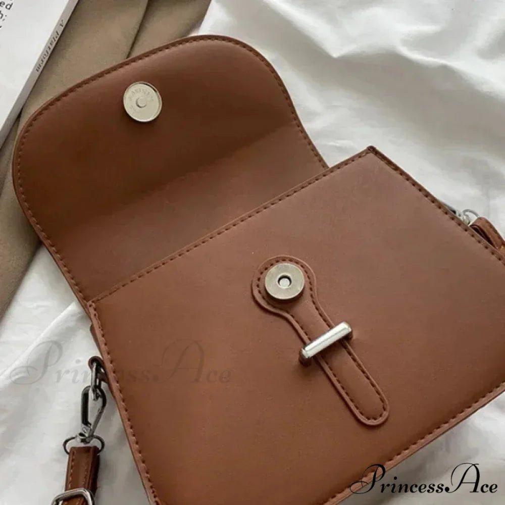 Synthetic Leather Saddle Crossbody Shoulder Bag