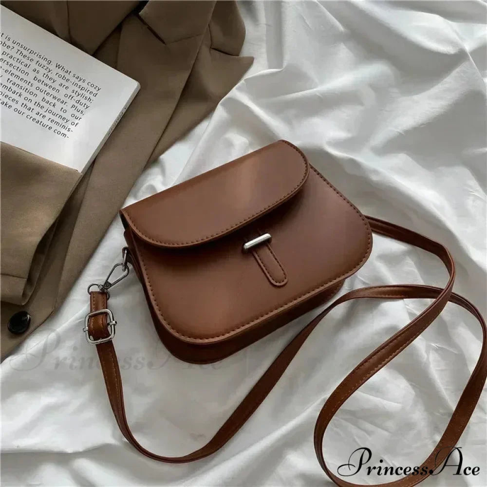 Synthetic Leather Saddle Crossbody Shoulder Bag