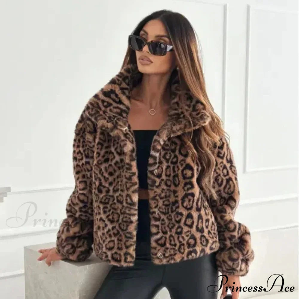 Synthetic Texture Cheetah Pattern Jacket