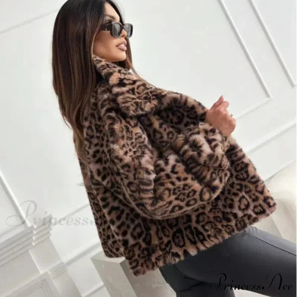 Synthetic Texture Cheetah Pattern Jacket