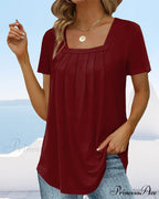 t-shirt color Solid sleeve short with square neck