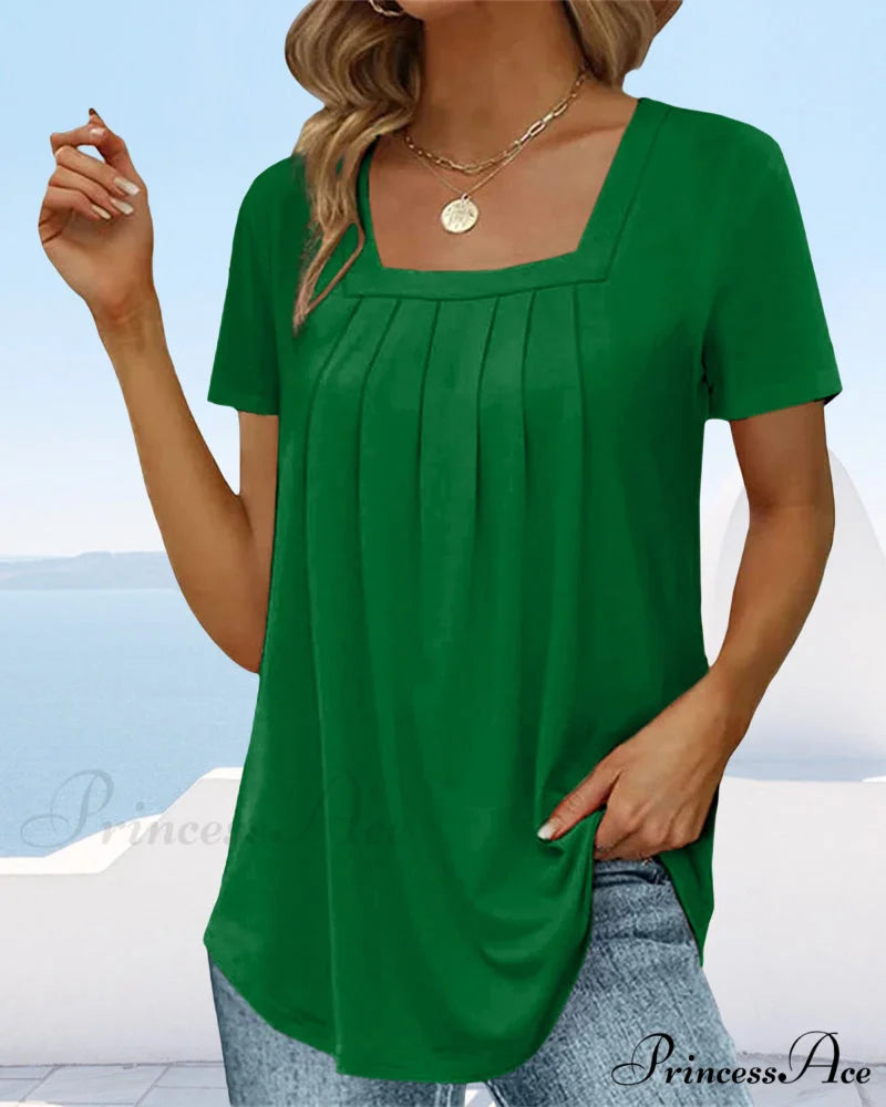 t-shirt color Solid sleeve short with square neck