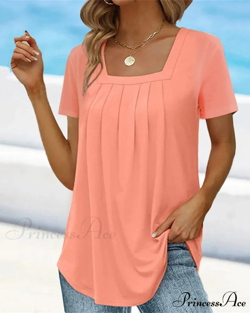 t-shirt color Solid sleeve short with square neck