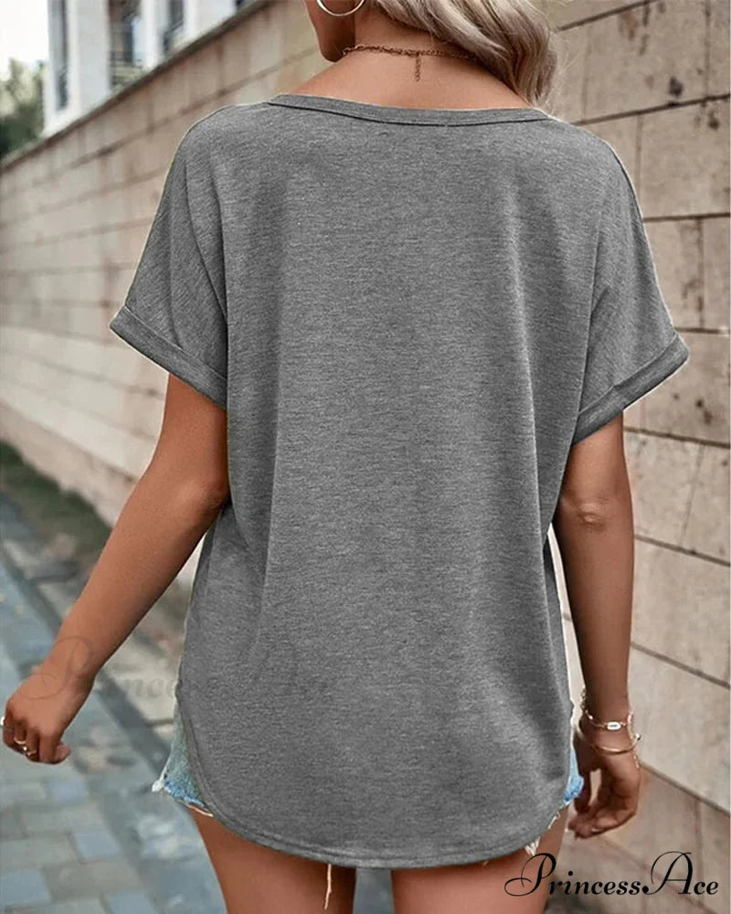 T-shirt Out Hollow - V-neck Brief Sleeves