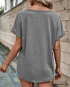 T-shirt Out Hollow - V-neck Brief Sleeves