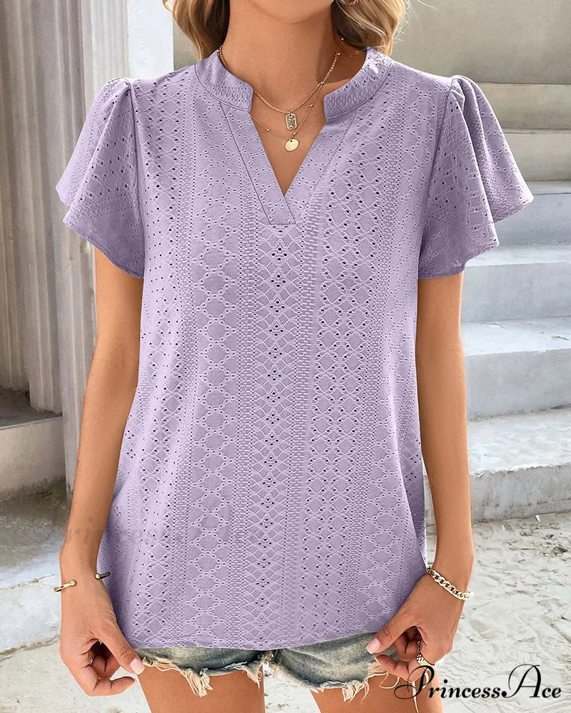 T-shirt Ruffle with V-neck Sleeves