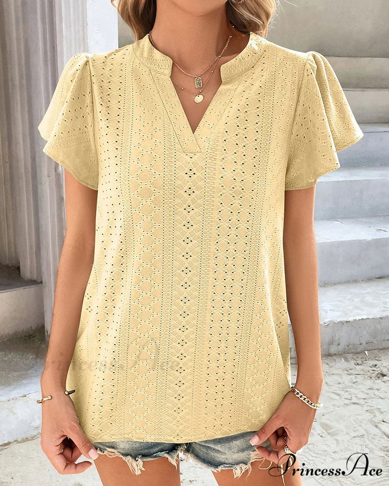 T-shirt Ruffle with V-neck Sleeves