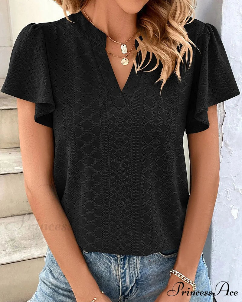 T-shirt Ruffle with V-neck Sleeves