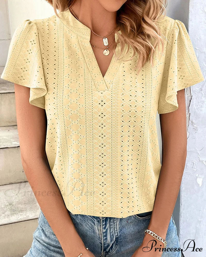 T-shirt Ruffle with V-neck Sleeves