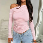 Tailored Style Informal Bateau Neck Off Shoulder Trim Crop Knit Top