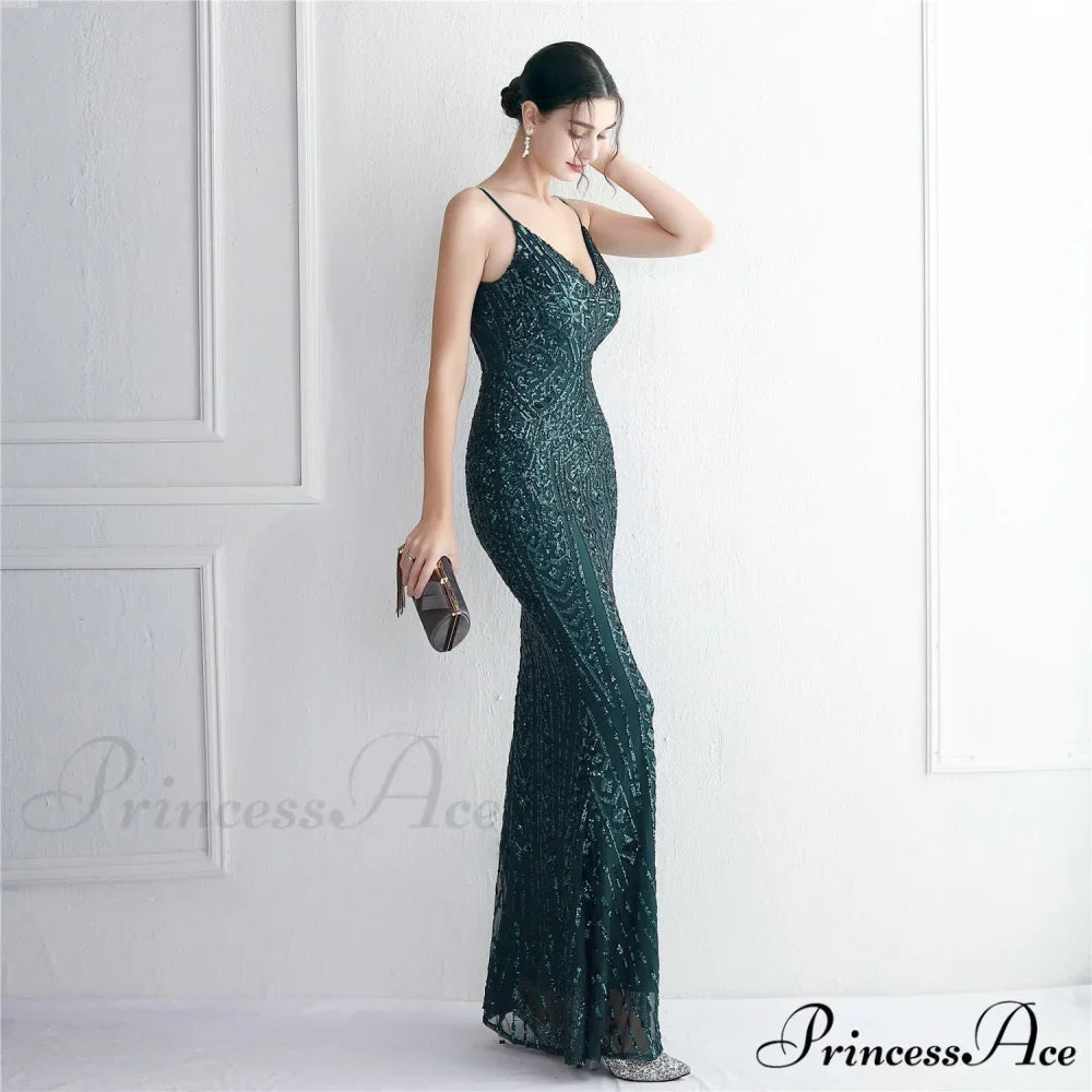 Taisia Formal Stylish Sequin Scroll Dress