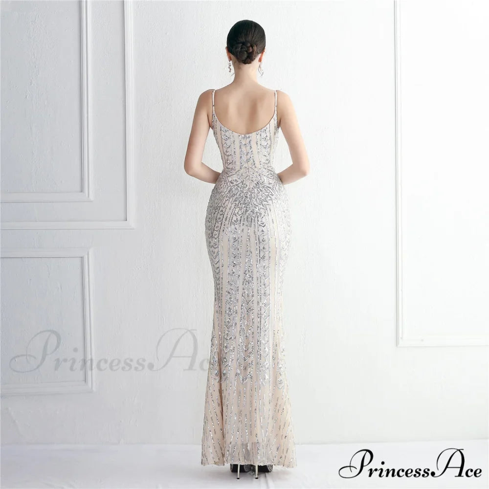 Taisia Formal Stylish Sequin Scroll Dress