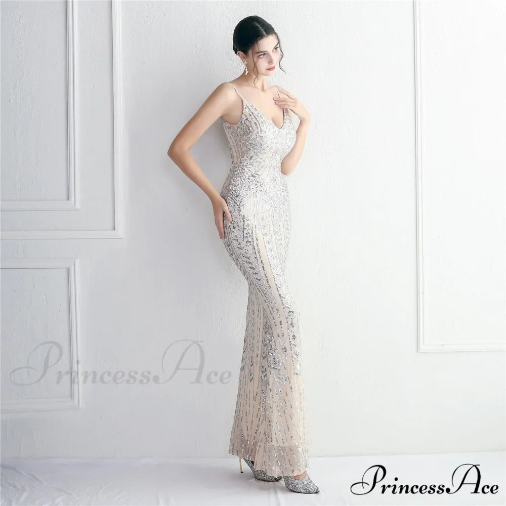 Taisia Formal Stylish Sequin Scroll Dress