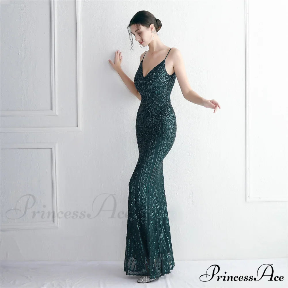 Taisia Formal Stylish Sequin Scroll Dress