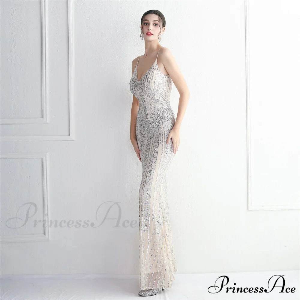 Taisia Formal Stylish Sequin Scroll Dress