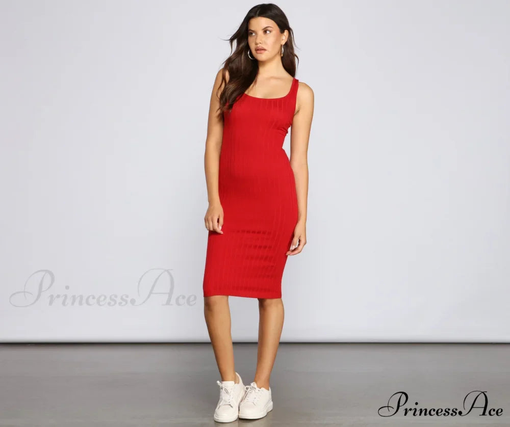 Taking the Plunge Charming Scoop Neck Midi Dress
