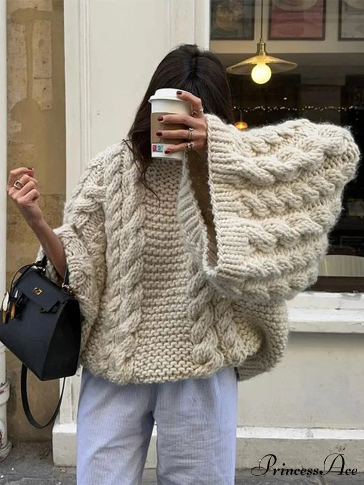 Tall Collar  Broad Extended Sleeve  Baggy Jumper