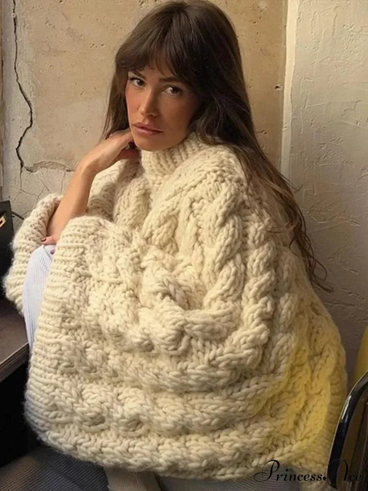 Tall Collar  Broad Extended Sleeve  Baggy Jumper