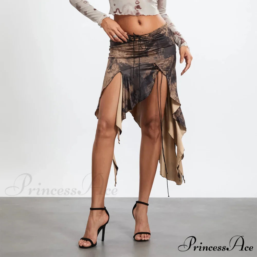 Tall Separated Retro Pattern Skirt