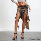 Tall Separated Retro Pattern Skirt