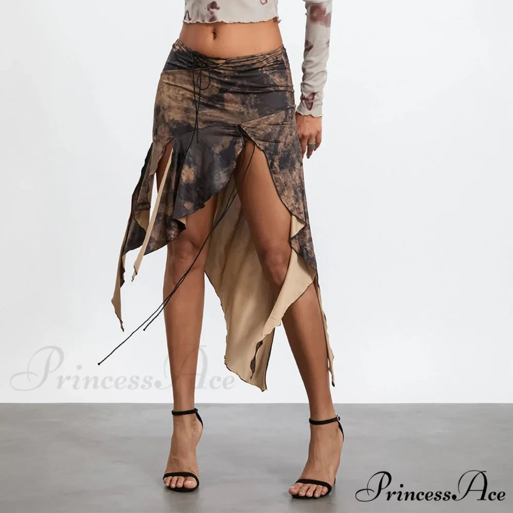 Tall Separated Retro Pattern Skirt