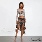 Tall Separated Retro Pattern Skirt