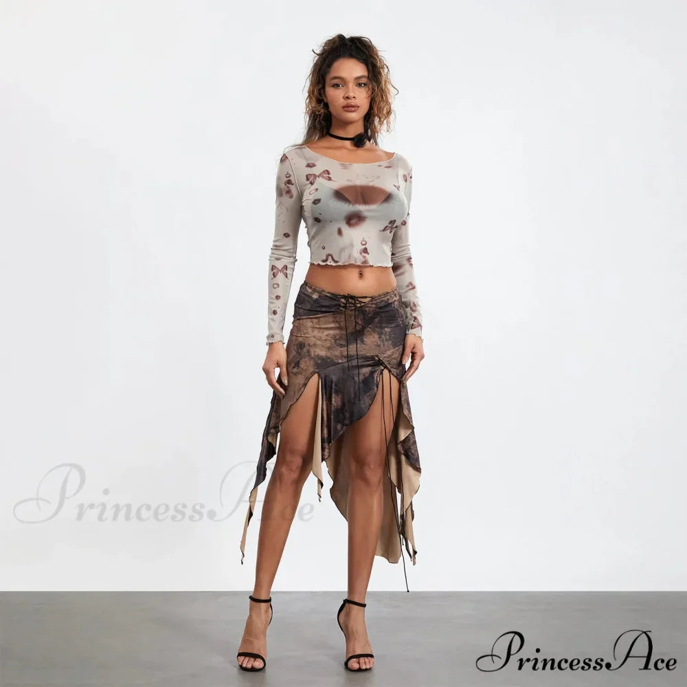 Tall Separated Retro Pattern Skirt