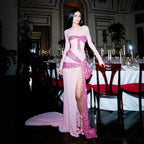 Tall Split Sparkling Mesh Prom Gown