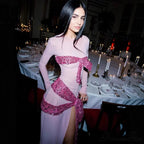 Tall Split Sparkling Mesh Prom Gown