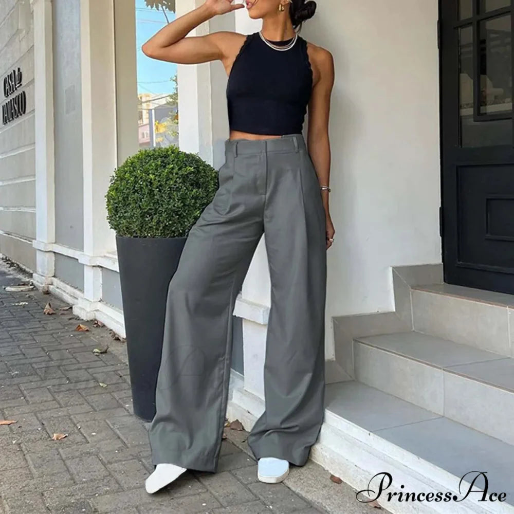 Tall Waist Baggy Fit Cargo Broad Trousers
