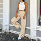 Tall Waist Baggy Fit Cargo Broad Trousers