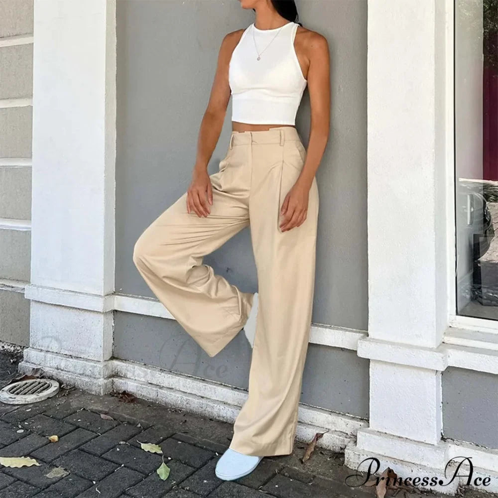 Tall Waist Baggy Fit Cargo Broad Trousers