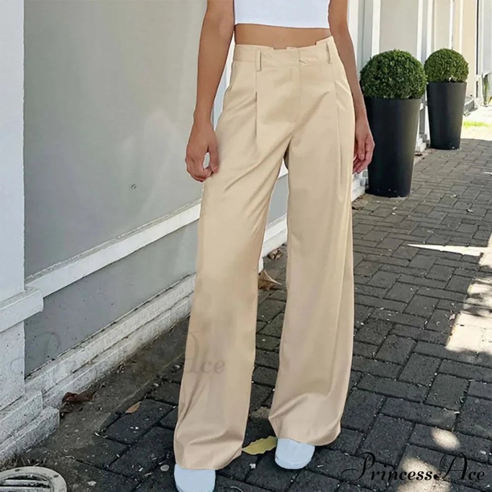 Tall Waist Baggy Fit Cargo Broad Trousers