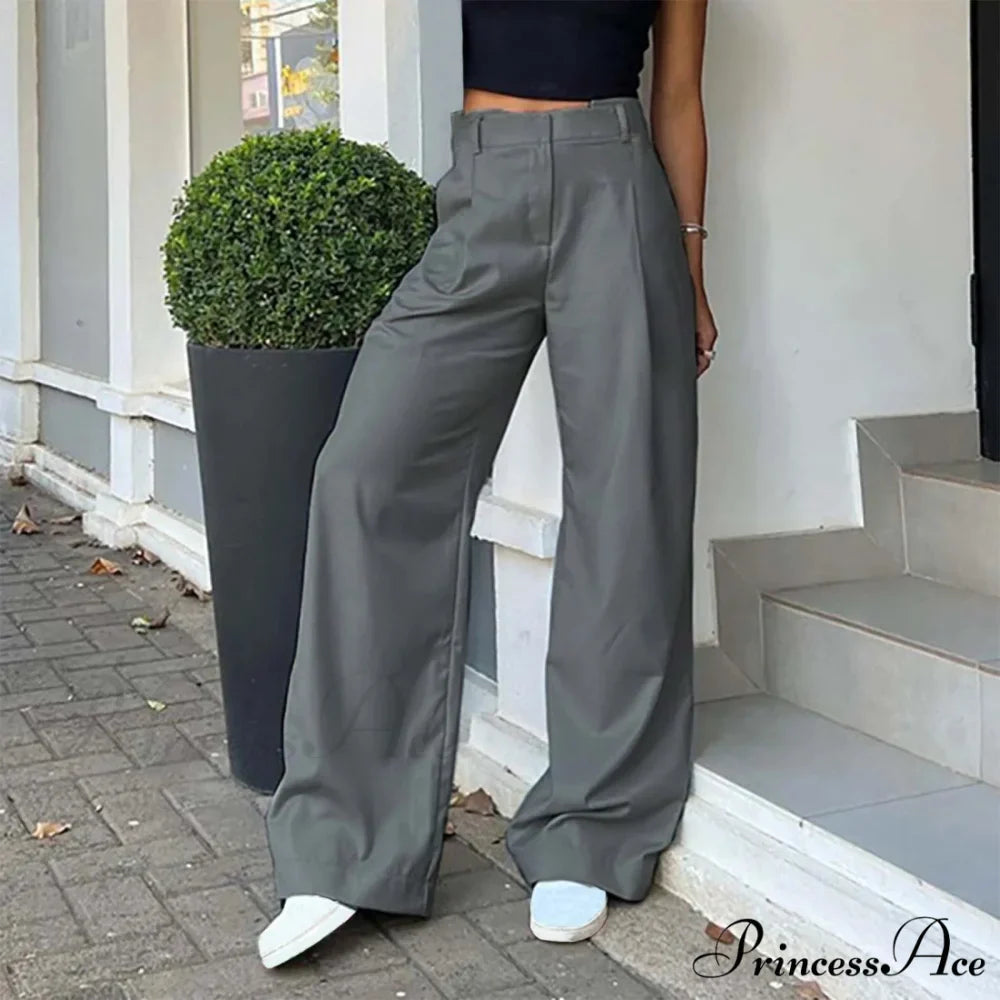 Tall Waist Baggy Fit Cargo Broad Trousers