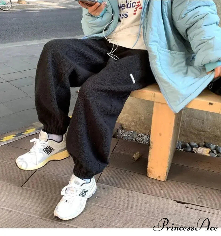 Tall Waist Charcoal Loose Trousers