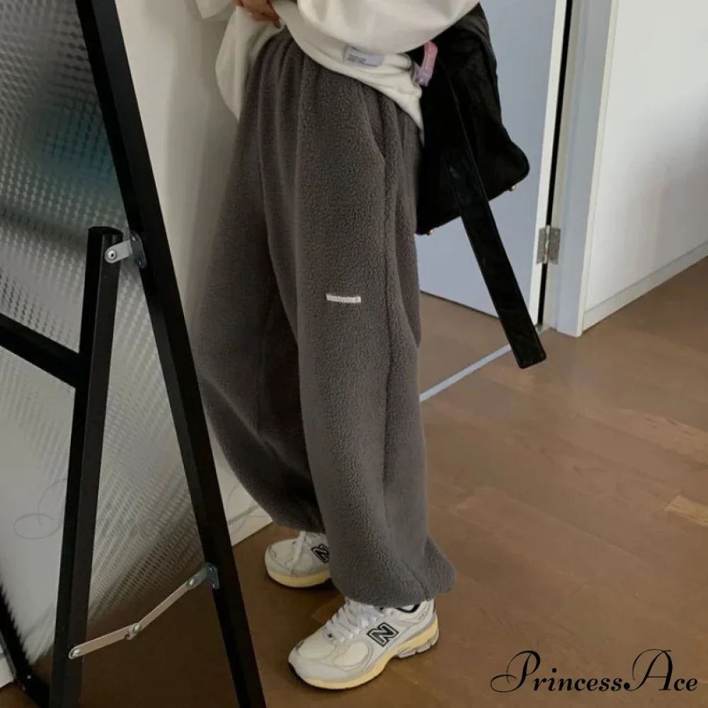 Tall Waist Charcoal Loose Trousers