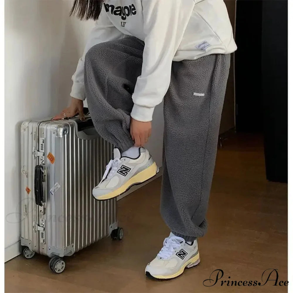 Tall Waist Charcoal Loose Trousers