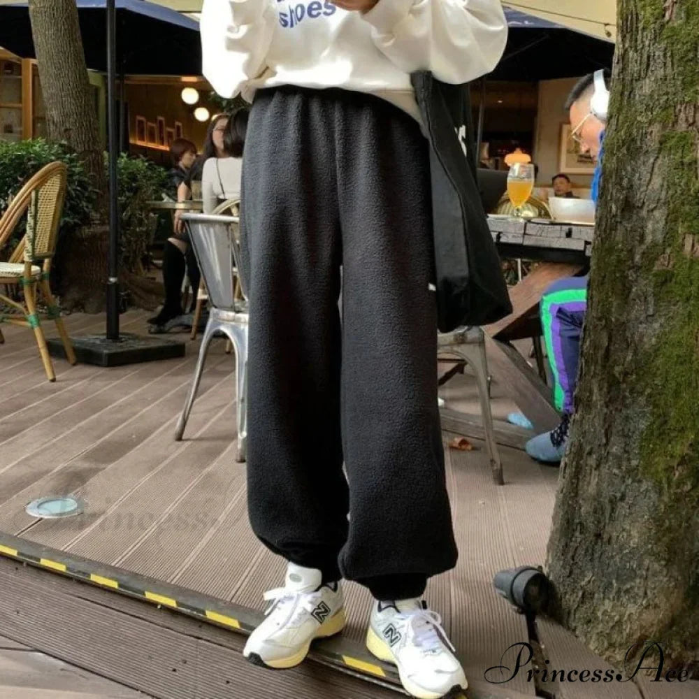 Tall Waist Charcoal Loose Trousers