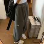 Tall Waist Charcoal Loose Trousers