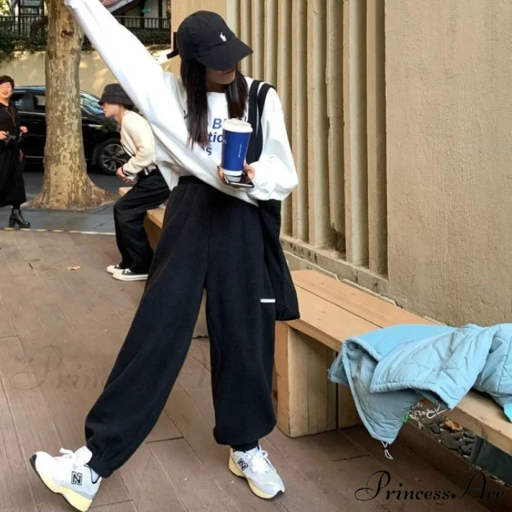 Tall Waist Charcoal Loose Trousers